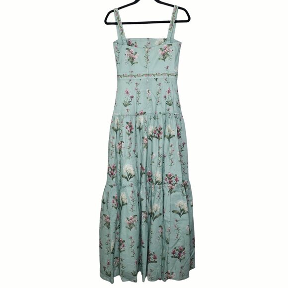 Agua by Agua Bendita Lima Maxi Dress Orquidea Green Embroidered Floral‎ Size M - Picture 8 of 15